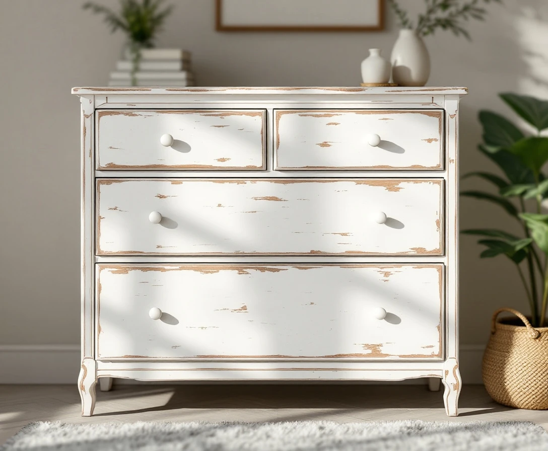 Exemple de commande peinte en blanc avec effet poncé vintage