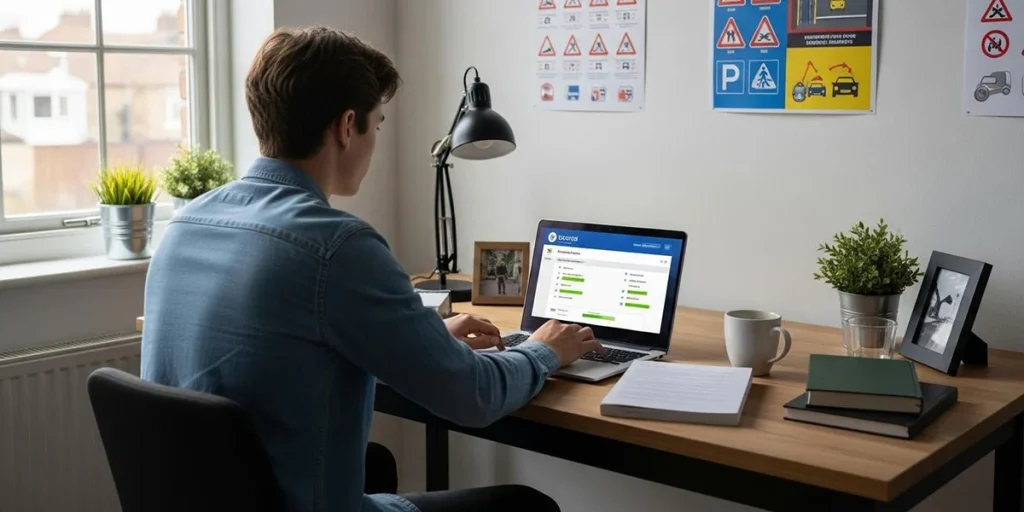 Un jeune homme prépare son code grâce à une plateforme en ligne