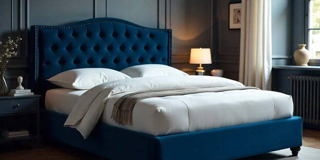 Une belle de tête de lit pour un lit de 140 cm dans une chambre moderne. 