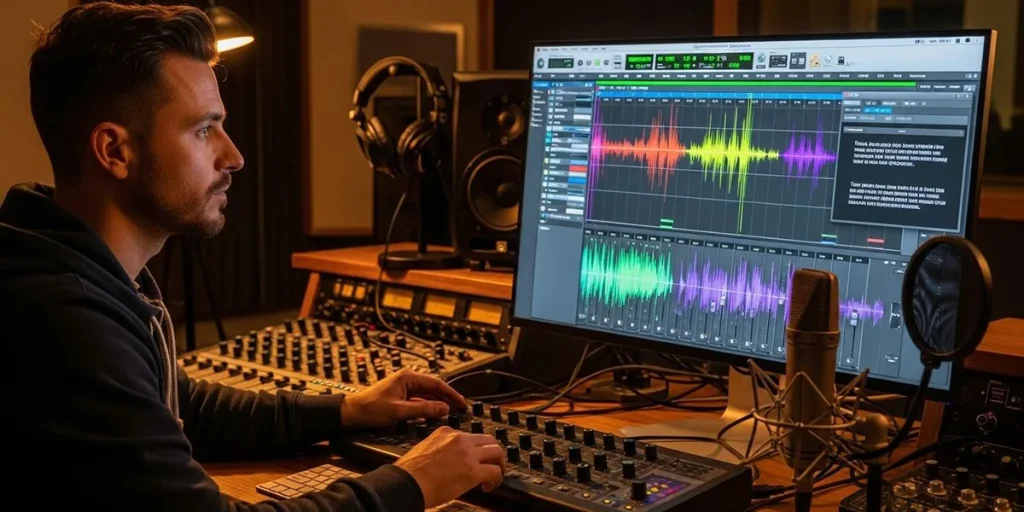 Un homme écoute la voix générée par l'IA