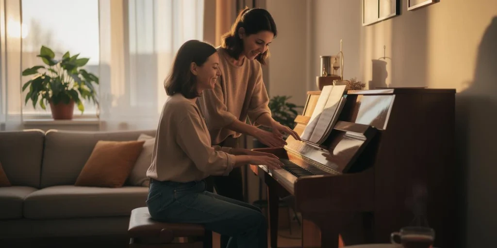 Deux personnes jouent du piano